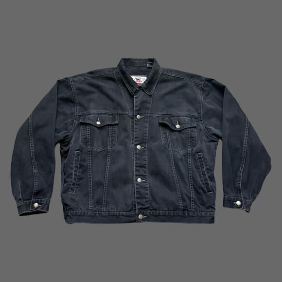 Bugle Boy 7M 90s VTG Faded Black Denim Boxy/Cropped Fit Mens Jacket Size L GUC - Picture 1 of 8